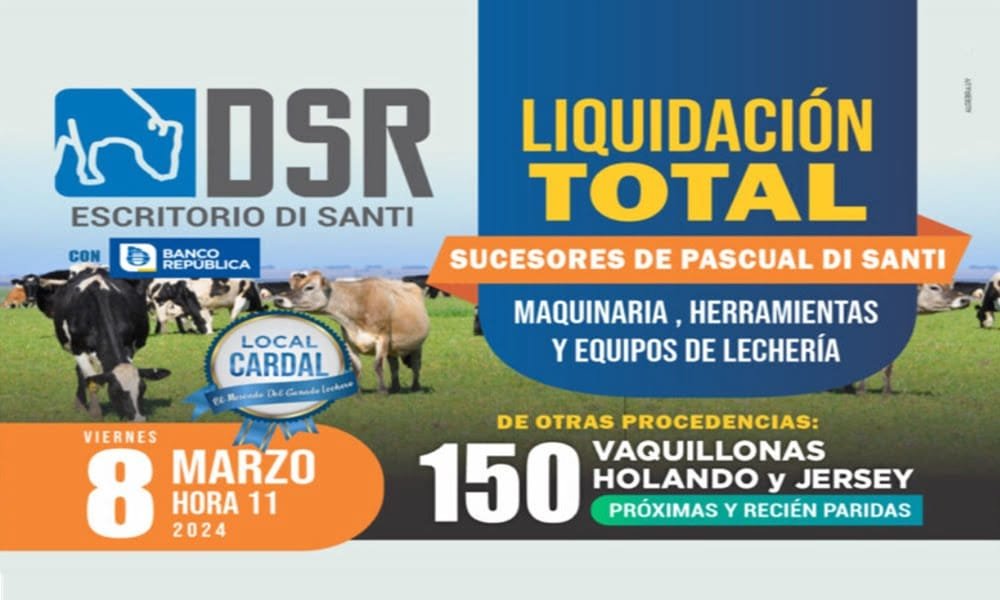Hoy, importante remate de Di Santi: maquinaria, herramientas y buen ganado lechero.