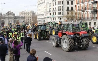 Agricultores españoles protestan contra el tratado UE-Mercosur.