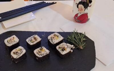 Sushi de pollo, innovador plato presentado en la Fiesta del Pollo y la Gallina.