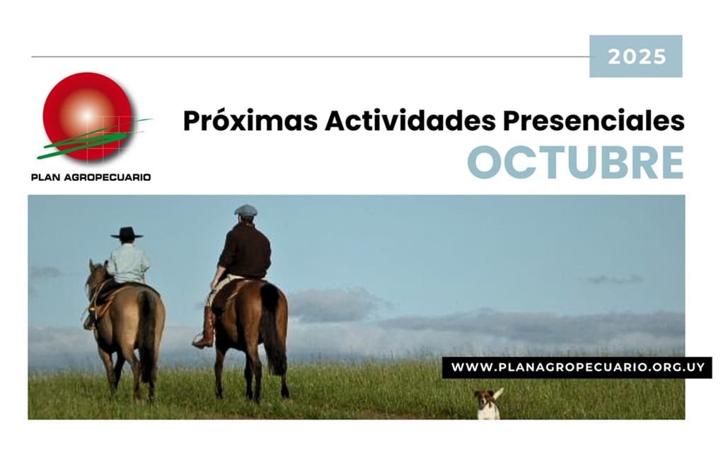 Agenda de actividades del Plan Agropecuario para el mes de octubre.