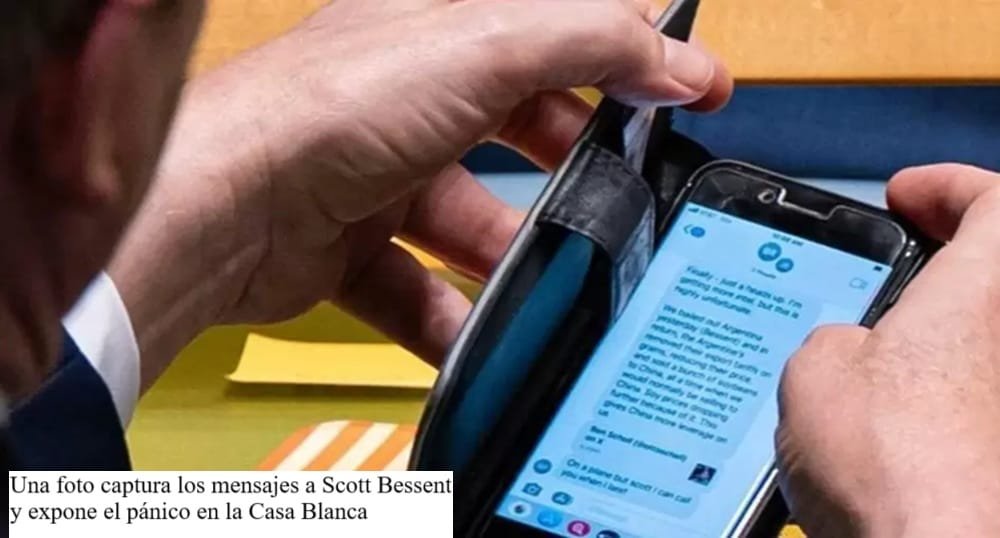 Pánico en la Casa Blanca por el rescate a Milei: filtran una foto del celular de Scott Bessent.