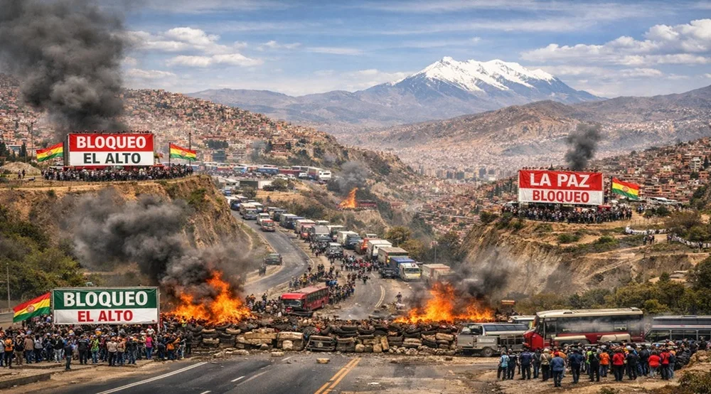 La Paz está sitiada. Bloqueos prolongados paralizan Bolivia.