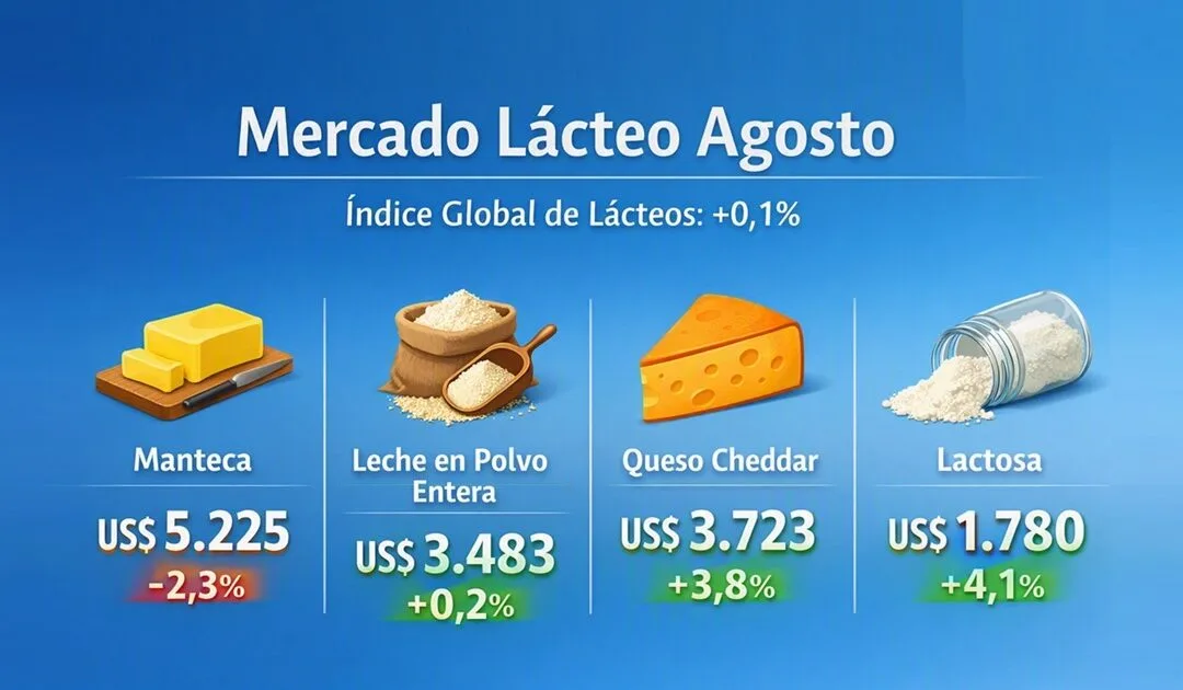 Mercado lácteo con leve repunte en la última licitación de GDT.